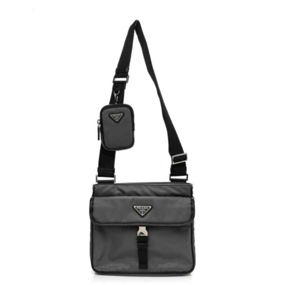 Prada - Tessuto Nylon Saffiano Messenger Bag Black Grey